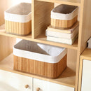 Kit 3 Cestos Organizadores de Bambu Multiuso com Forro