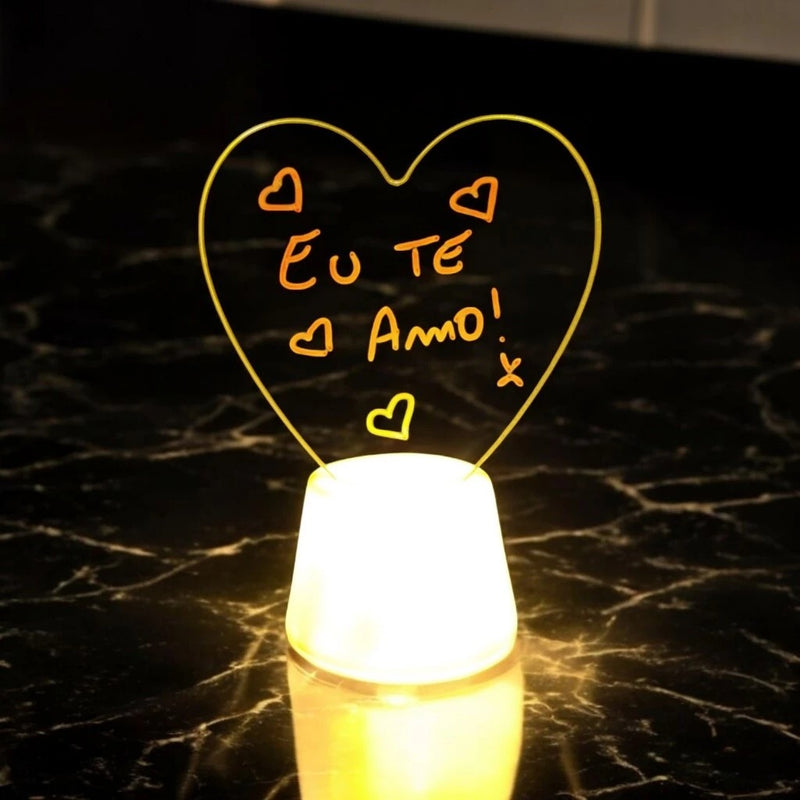 Abajur de Mesa Luminária Led 3D Usb com Tela pra Escrever Decoração Quarto Sala Presente