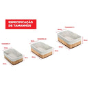 Kit 3 Cestos Organizadores de Bambu Multiuso com Forro
