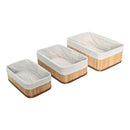 Kit 3 Cestos Organizadores de Bambu Multiuso com Forro