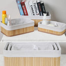 Kit 3 Cestos Organizadores de Bambu Multiuso com Forro