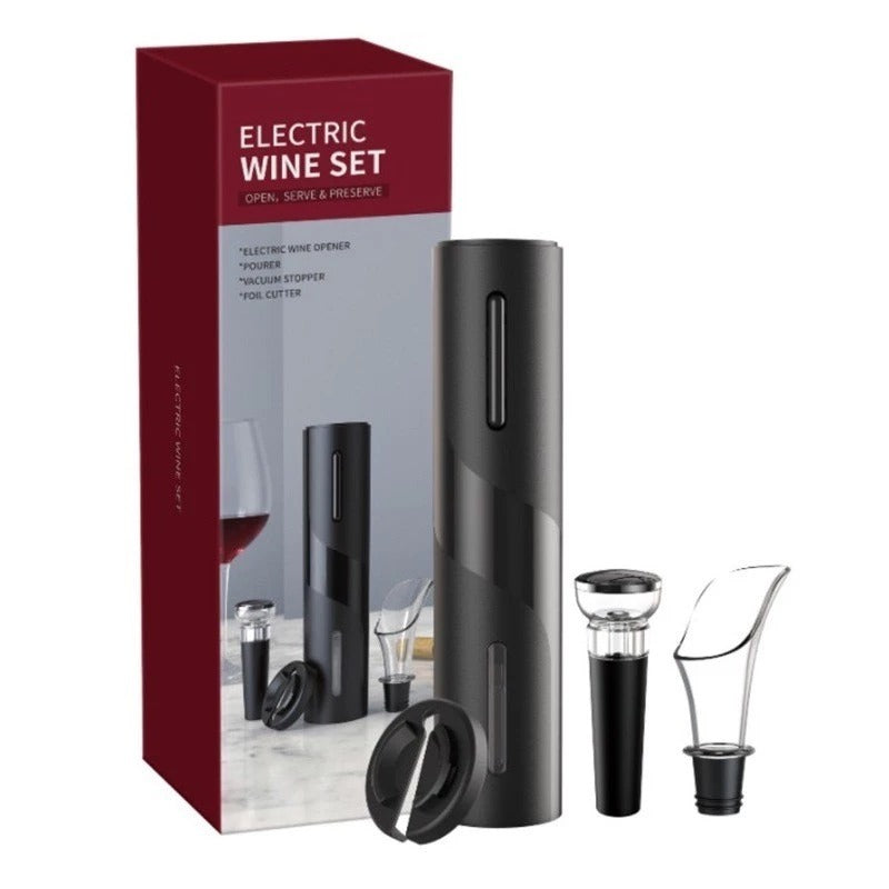 Kit Saca Rolhas Automático Abridor De Vinho Garrafa