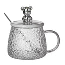 Caneca Copo de Vidro Bear Ursinho Com Tampa Colher 320ml Para Chá Café Leite Cappuccino Diferente