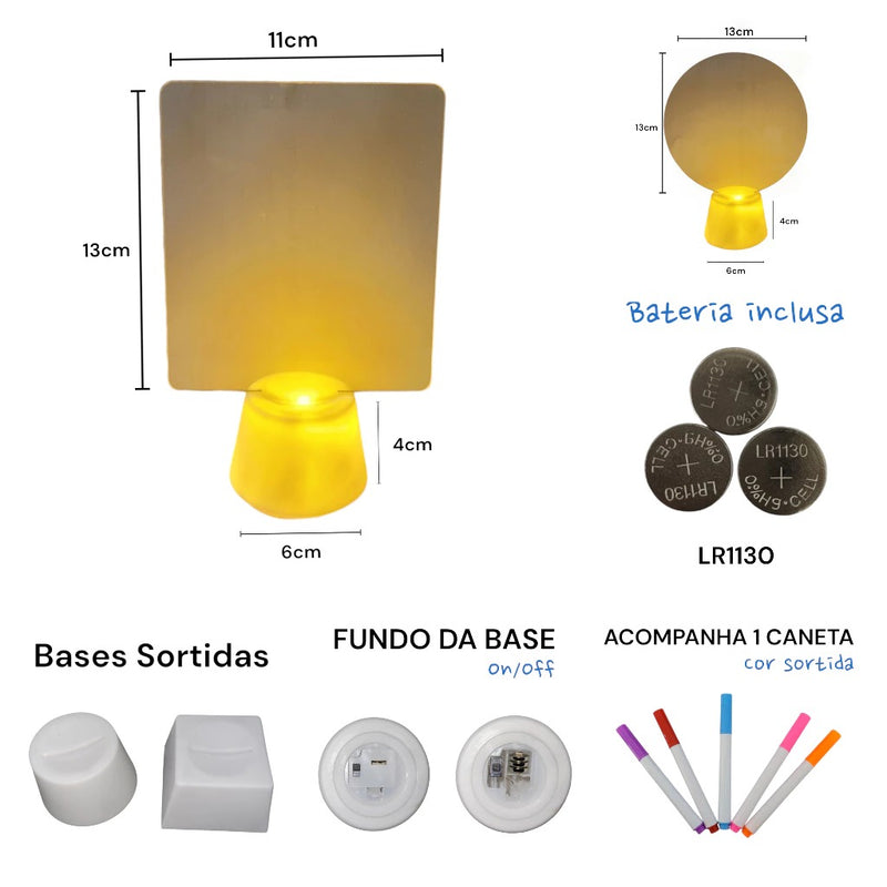 Abajur de Mesa Luminária Led 3D Usb com Tela pra Escrever Decoração Quarto Sala Presente