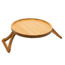 Bandeja Redonda Dobrável para Braço de Sofá Lyor 25cm Bambu
