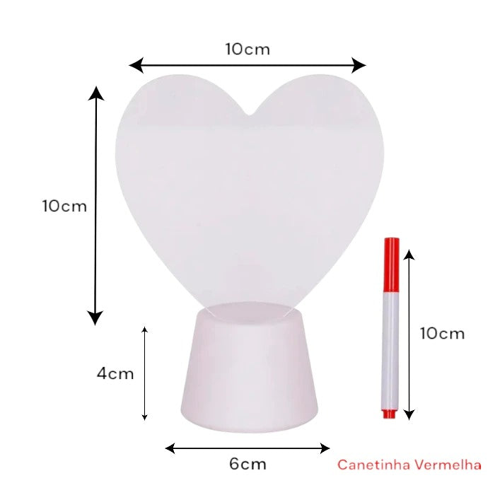 Abajur de Mesa Luminária Led 3D Usb com Tela pra Escrever Decoração Quarto Sala Presente