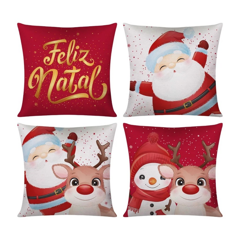 Kit com 4 Capas de Almofada Decorativas Modern Print Natalina