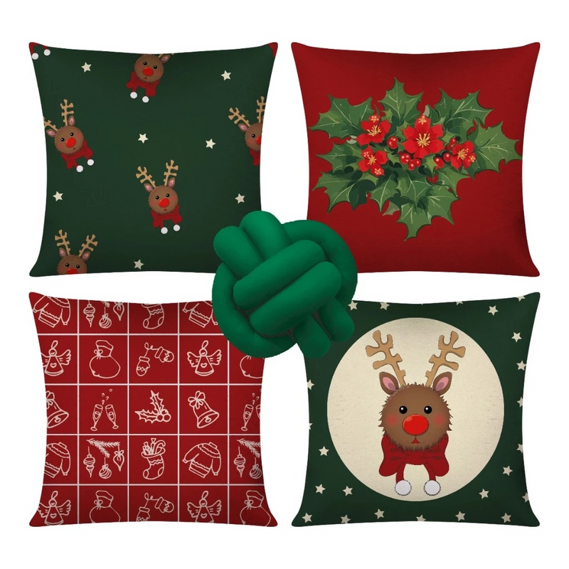 Kit com 4 Capas de Almofada Decorativas Modern Print Natalina