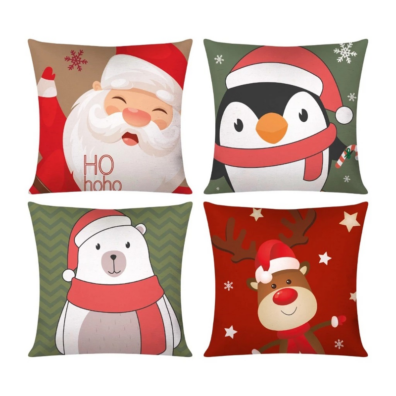 Kit com 4 Capas de Almofada Decorativas Modern Print Natalina