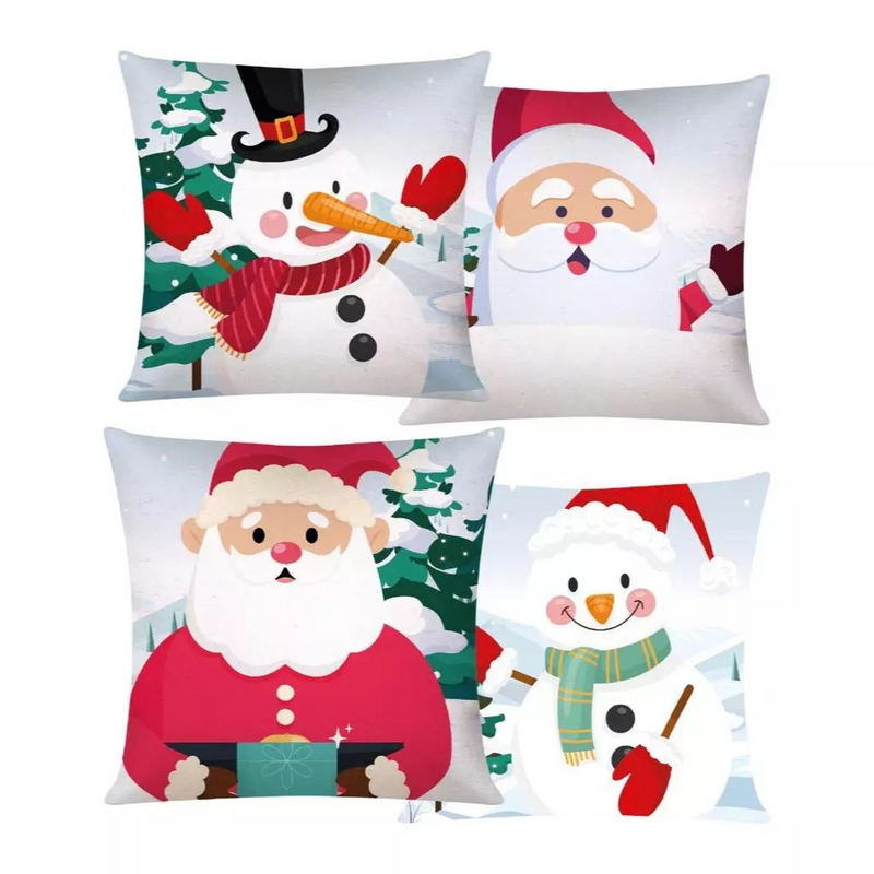 Kit com 4 Capas de Almofada Decorativas Modern Print Natalina