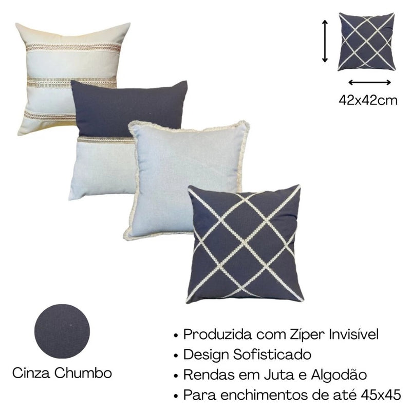 Kit 4 Capas De Almofada Estilo Boho Chic Rustico Decorativas