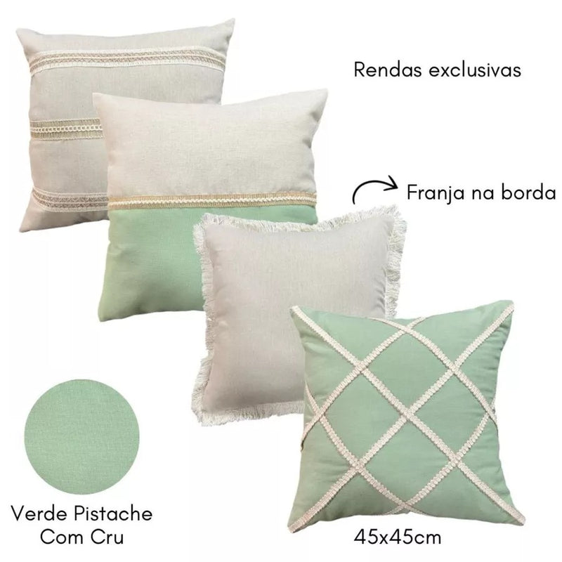Kit 4 Capas De Almofada Estilo Boho Chic Rustico Decorativas