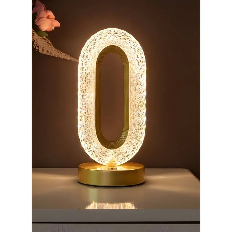 Luminária de Mesa Lâmpada Touch Quarto Luxuosa Cristal Acrílico 3 Tons de Led