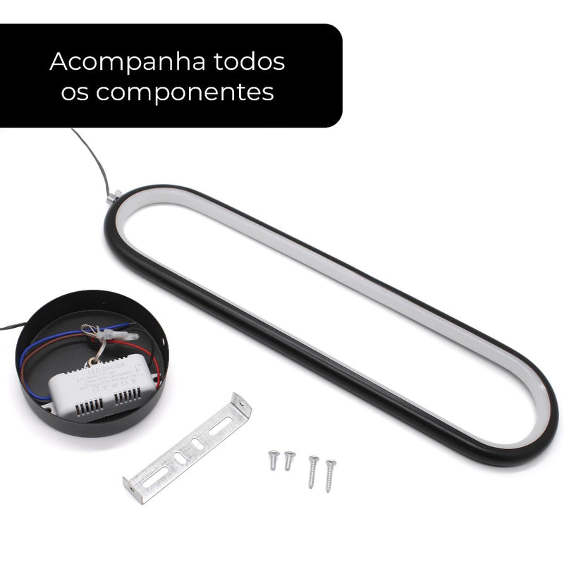 Luminária Pendente Teto Lustre Luminar Led Preto Bivolt Pd50