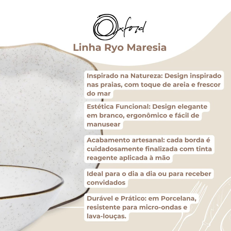 Conjunto Travessa Saladeira Baixelas Para Servir Ryo Maresia Areia Oxford Porcelanas