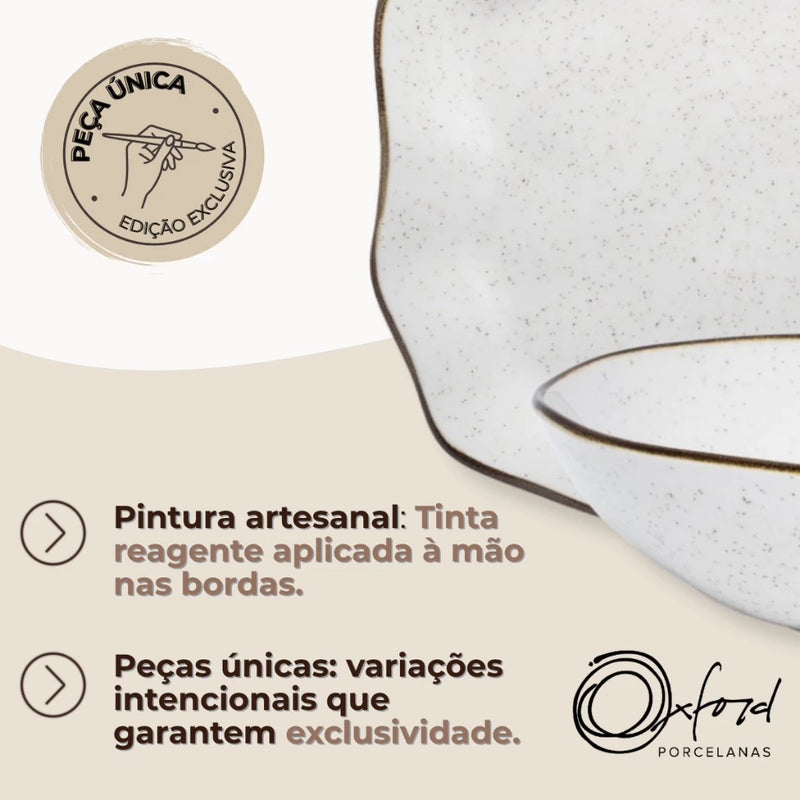 Conjunto Travessa Saladeira Baixelas Para Servir Ryo Maresia Areia Oxford Porcelanas