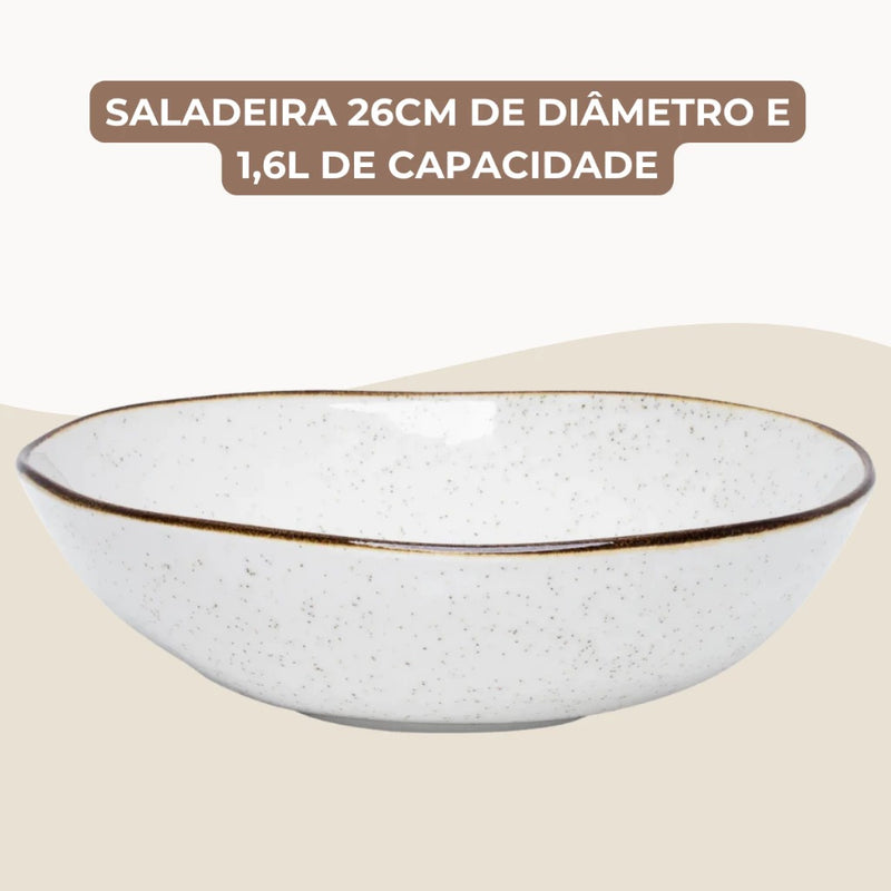 Conjunto Travessa Saladeira Baixelas Para Servir Ryo Maresia Areia Oxford Porcelanas