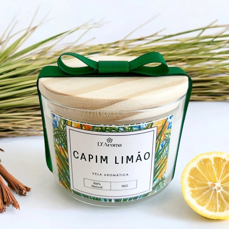 Kit 2 Velas aromática artesanal - Com tampa de madeira