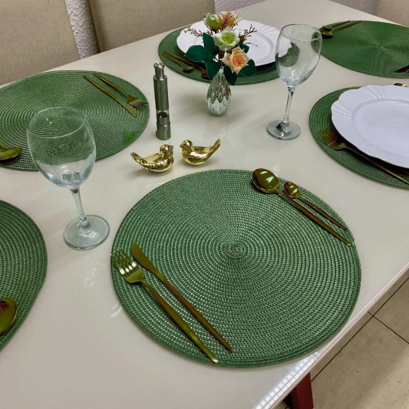 Kit 6 Peças Jogo Americano Redondo Sousplat Cozinha Jantar Descanso de Prato Sousplat Cozinha